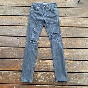 Agolde x A$AP ferg collaboration black skinny jeans distressed destroyed skinnys